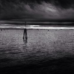 Scenic view of sea against cloudy sky