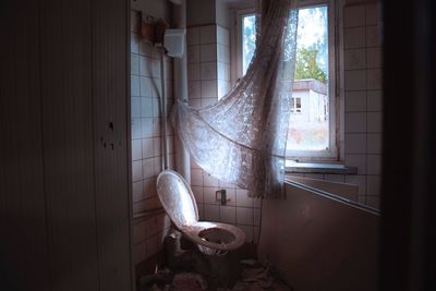 Interior of abandoned bathroom