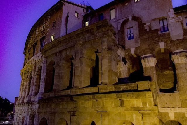 architecture, built structure, building exterior, low angle view, old, history, building, abandoned, damaged, weathered, window, sky, blue, obsolete, deterioration, run-down, outdoors, arch, exterior, old ruin