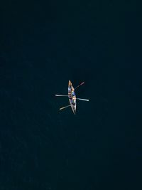 High angle view of helicopter in lake