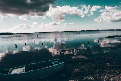 Scenic view of lake against sky
