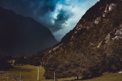 Scenic view of mountains against sky