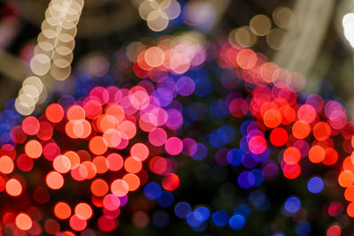 Defocused image of illuminated lights at night