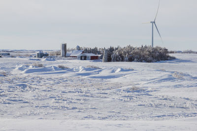 Snow covered landscape in minnesota. 