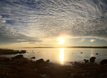 Scenic view of sea at sunset