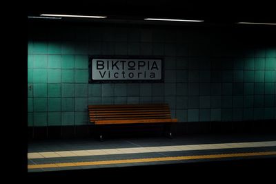 Information sign in subway station