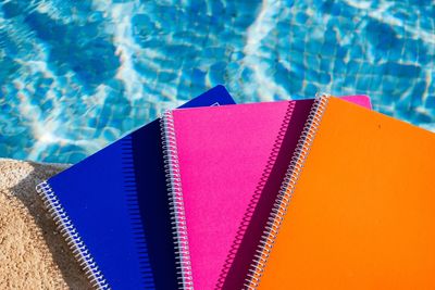 High angle view of multi colored swimming pool