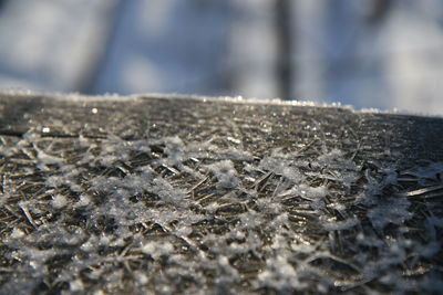 Close-up of frozen water