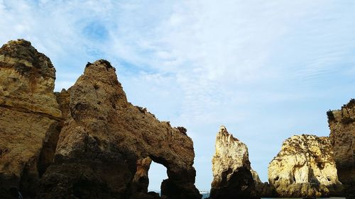 Low angle view of building against cloudy sky