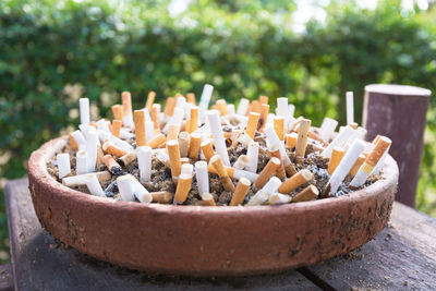 Close-up of cigarette butts