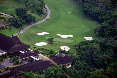 High angle view of golf course