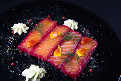 Close-up of sushi in plate