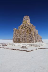 Low angle view of castle against clear blue sky