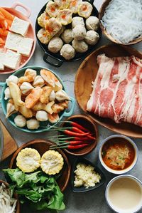 High angle view of food on table