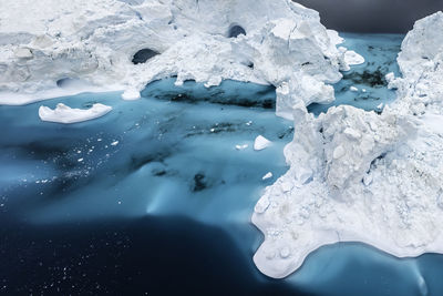 Close-up of frozen water