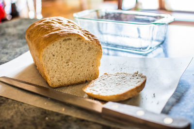 Close-up of bread on table