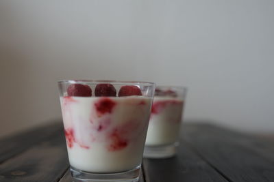 Close-up of drink in glass on table
