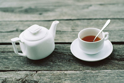 Close-up of coffee cup on table