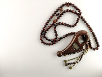 High angle view of heart shape on white background