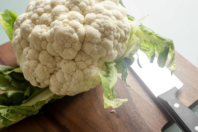 High angle view of fresh vegetables on table