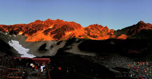 Scenic view of mountains against clear sky