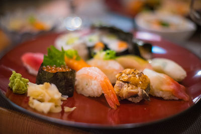 Close-up of meal served in plate