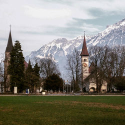View of church against mountain range