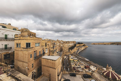 High angle view of buildings in city