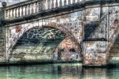 Arch bridge over river in city