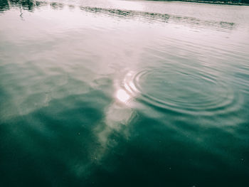 High angle view of reflection in lake