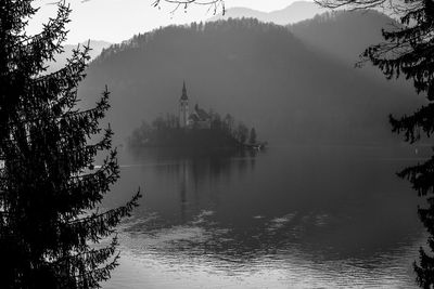 Scenic view of lake against sky