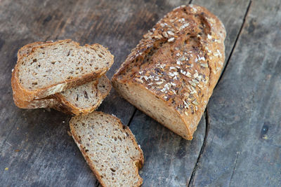 High angle view of bread on table