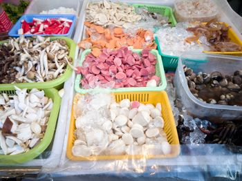 High angle view of food in market