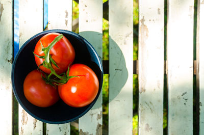 Directly above shot of fruits in container