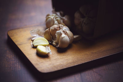 Close-up of vegetables on cutting board