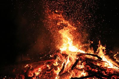 Close-up of bonfire at night