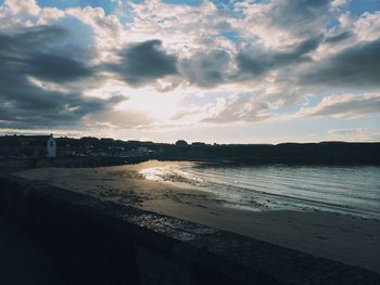 Scenic view of sea at sunset