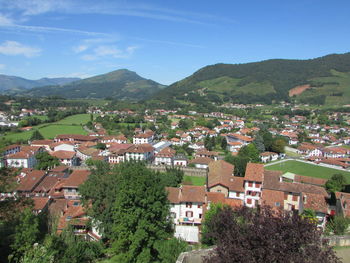 High angle view of townscape against sky