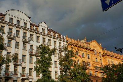 Low angle view of buildings in town