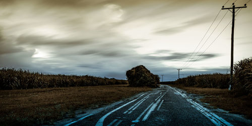 Road by trees against sky