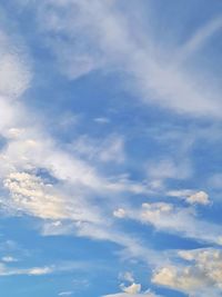 Low angle view of clouds in blue sky