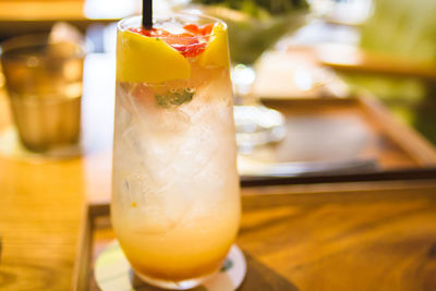 Close-up of cocktail on table