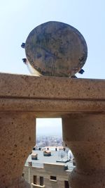 Low angle view of old building against clear sky