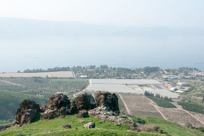 High angle view of landscape against sky