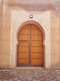 Closed door of building