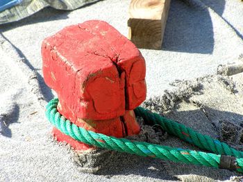 Close-up of rope on sand