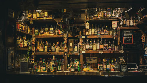 Bottles on display at store