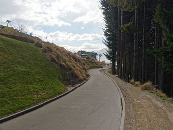 Road amidst trees against sky