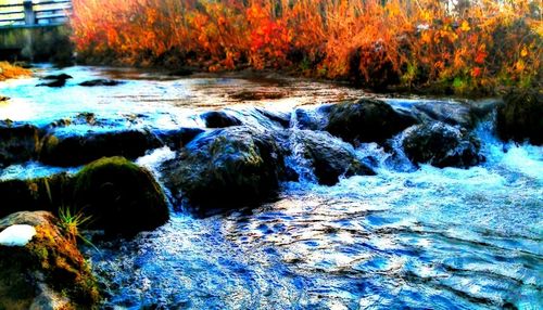 Water flowing through rocks