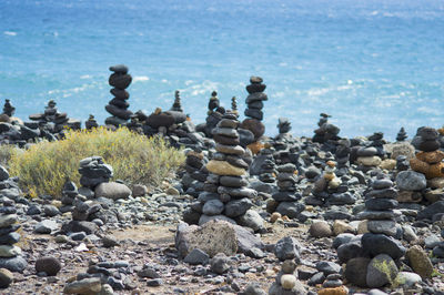 Stack of pebbles on beach